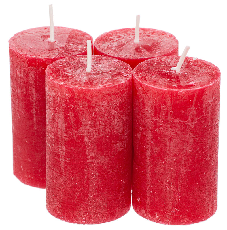 Rustikale Kerzen, rot, 10 x 6 cm, 4 Stück online kaufen