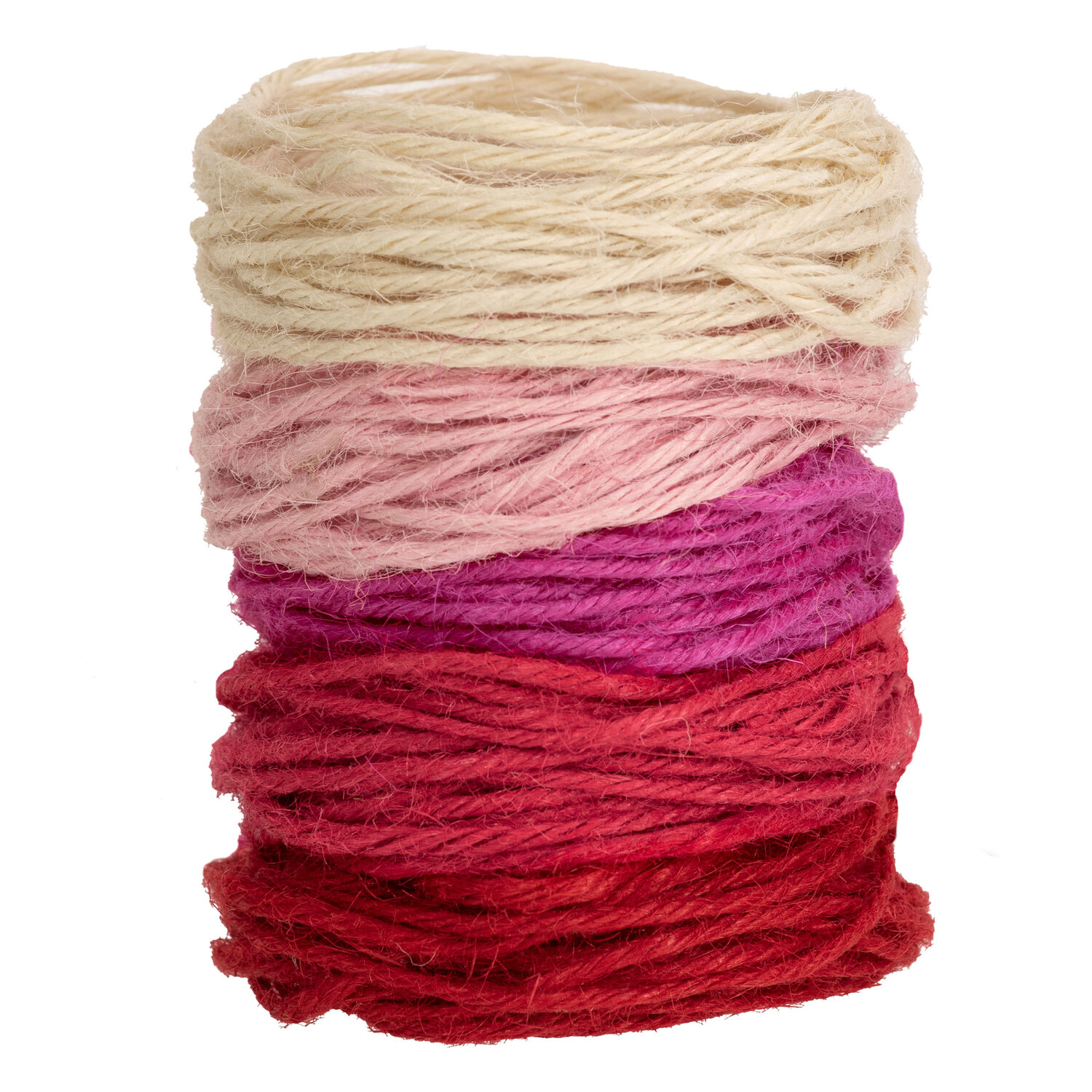 Lot de cordons de jute, tons rouges, 2 mm, 5x 4 m