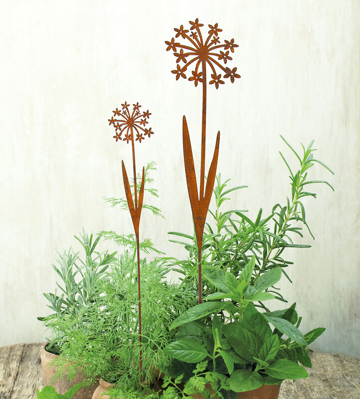 Rost-Blumen aus Metall, 59,5 und 78 cm, 2 Stück online kaufen