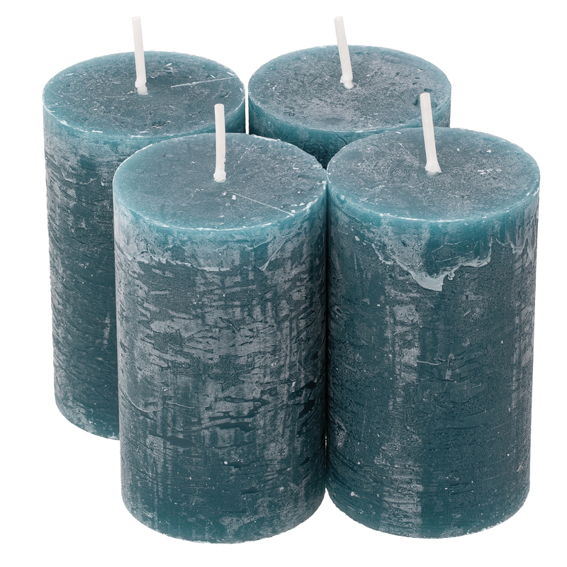 Rustikale Kerzen, petrol, 10 x 6 cm, 4 Stück online kaufen
