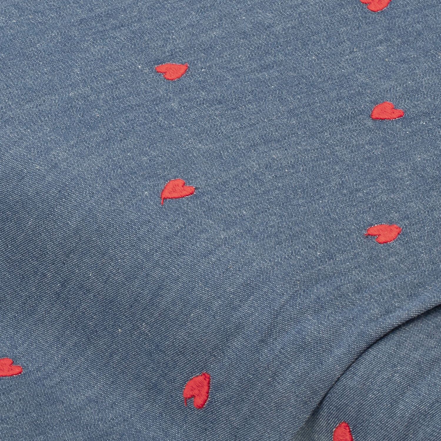 "Chemise légère en jean brodée de ""cœurs"", jean/rouge"