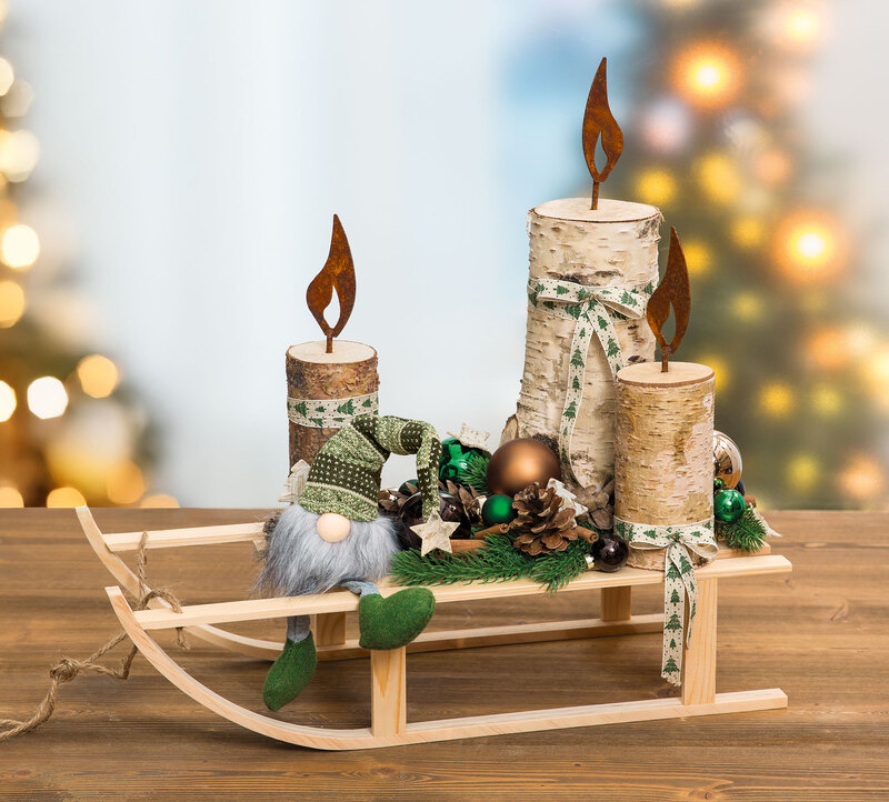Deko-Schlitten aus Holz, 53,5 x 21 x 12 cm, natur online kaufen