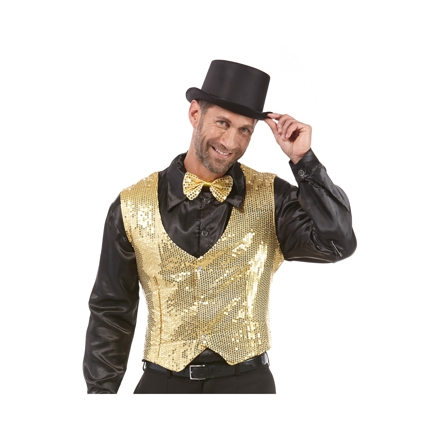 Gilet à paillettes pour hommes, doré