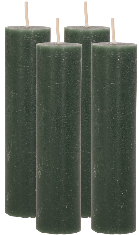 Rustikale Stabkerzen medium, tannengrün, 14 x 3,5 cm, 4 Stück online kaufen