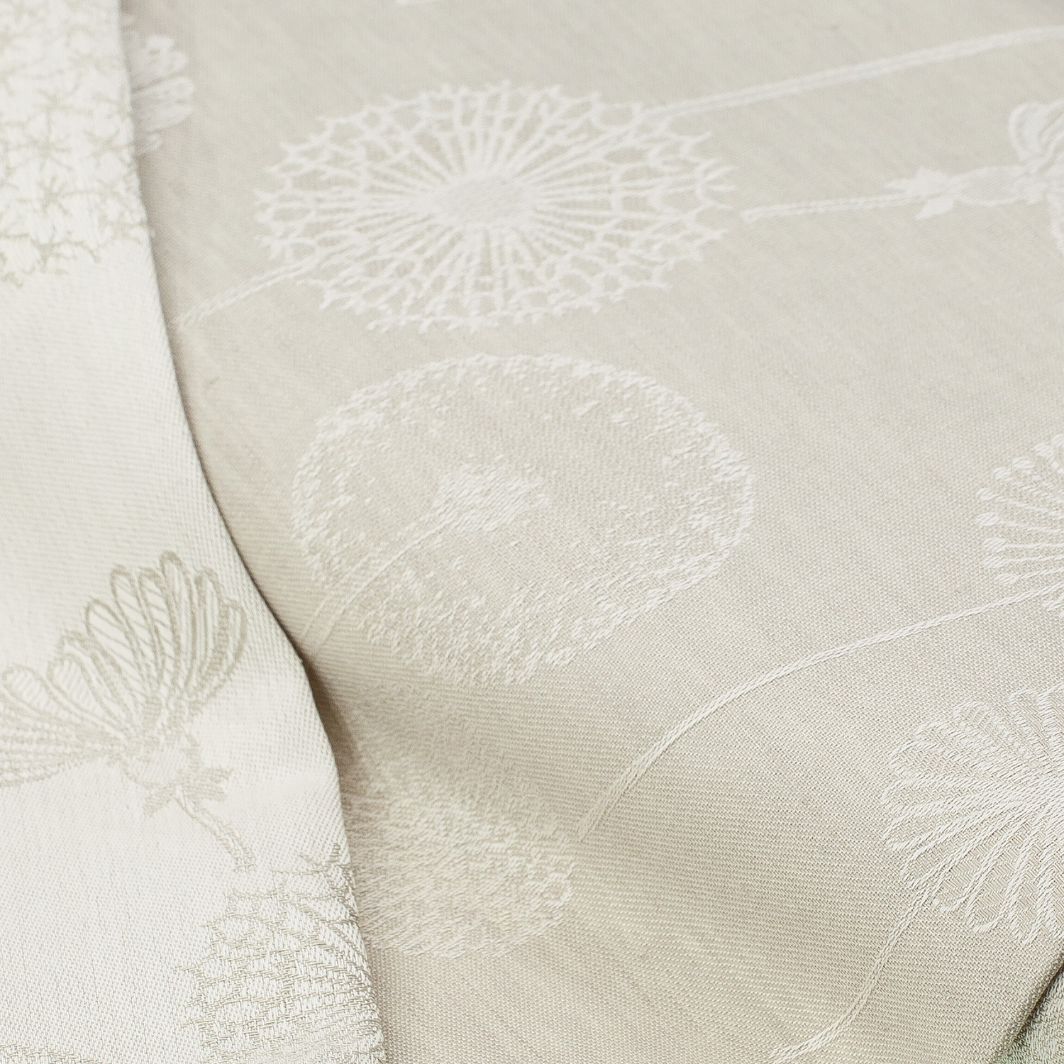 "Tissu jacquard lin-coton, ""pissenlit"", lin/écru"