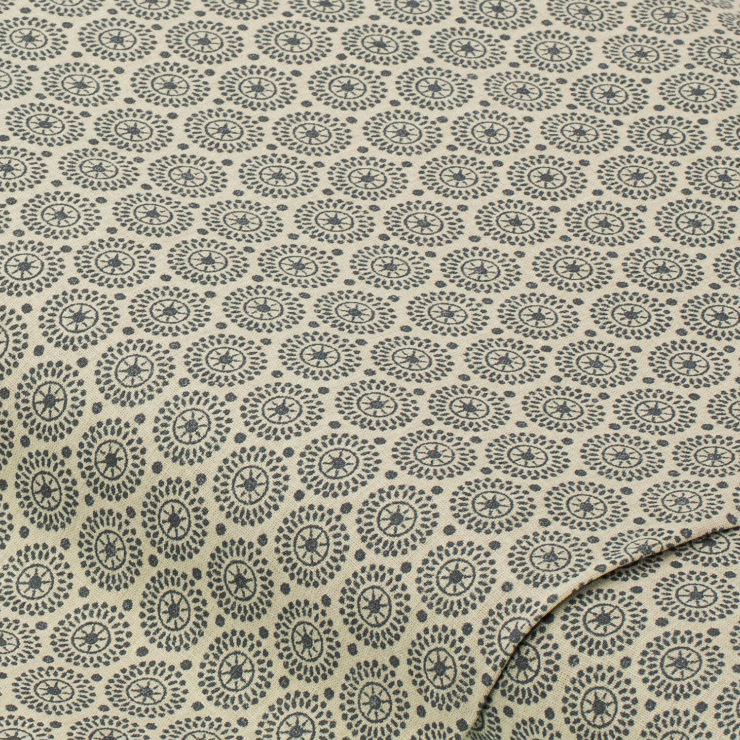 "Tissu coton ""cercle rétro"", gris/coloré, série ""Mona"""