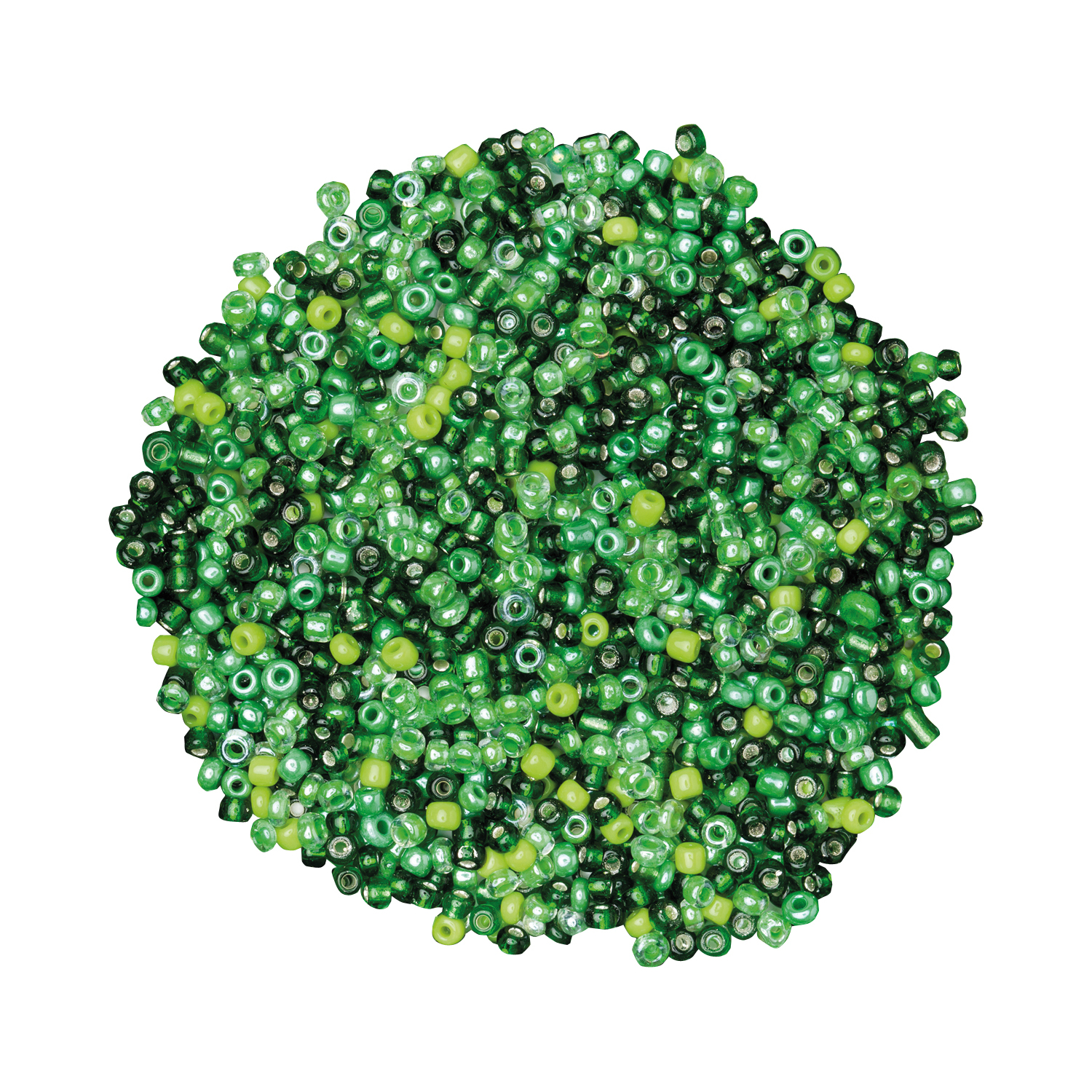 Perles de rocaille, tons verts, 2,5 mm Ø, 100 g