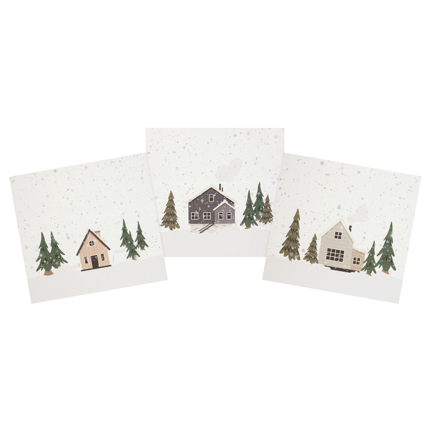Coupon de tissu canevas "maisons de scandinavie", écru naturel/coloré