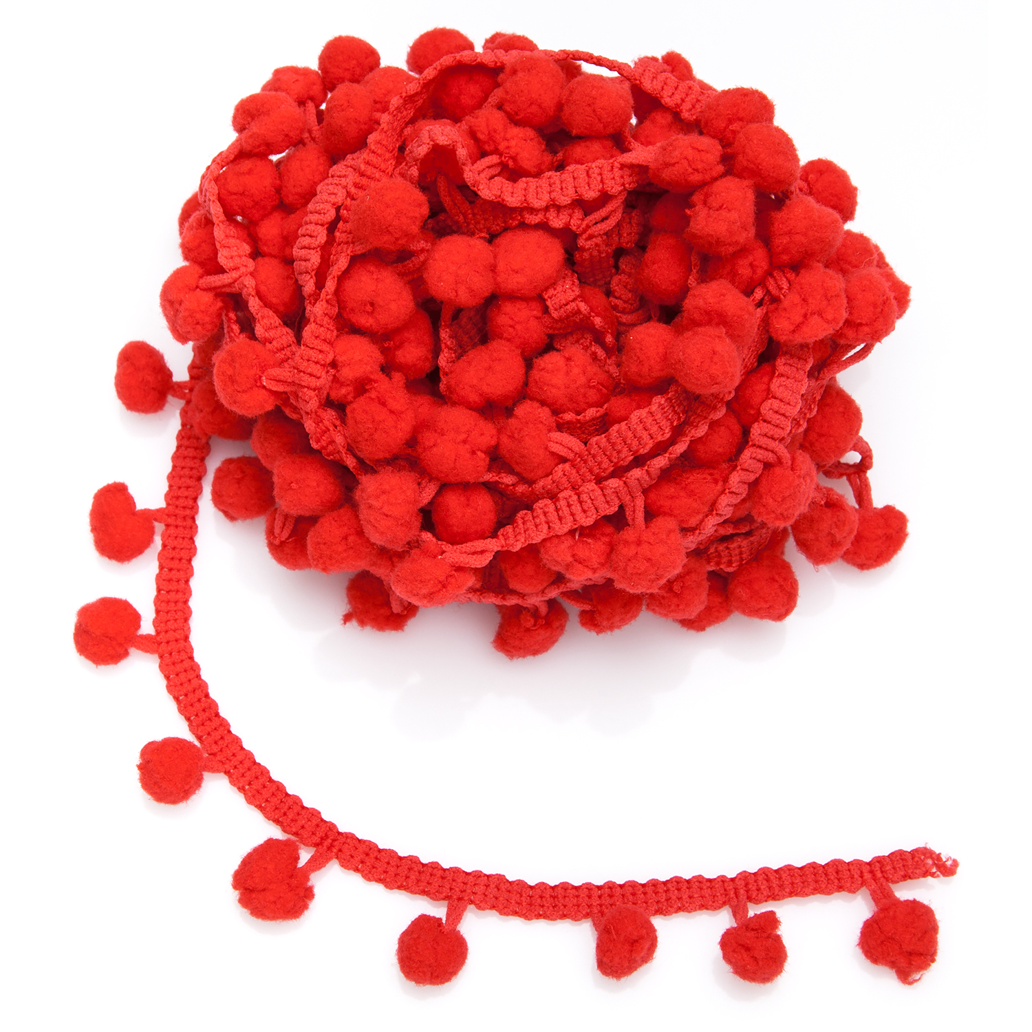 Galon de pompons, rouge