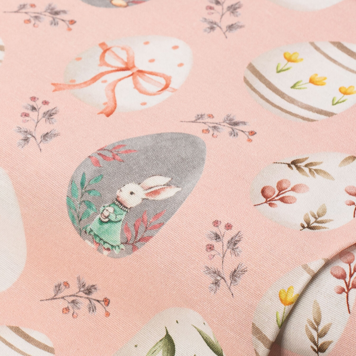 "Tissu de décoration ""œufs de Pâques vintage"" de la série Lorena, rose pâle/coloré"