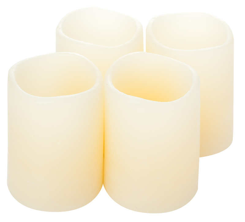 LED Kerzen aus Echtwachs, mit An- / Ausblasfunktion, creme, 6,5 x 5 cm online kaufen