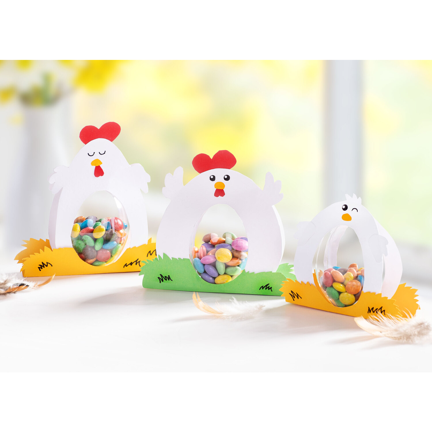 buttinette Kit créatif emballages cadeaux "poules", 3 pièces