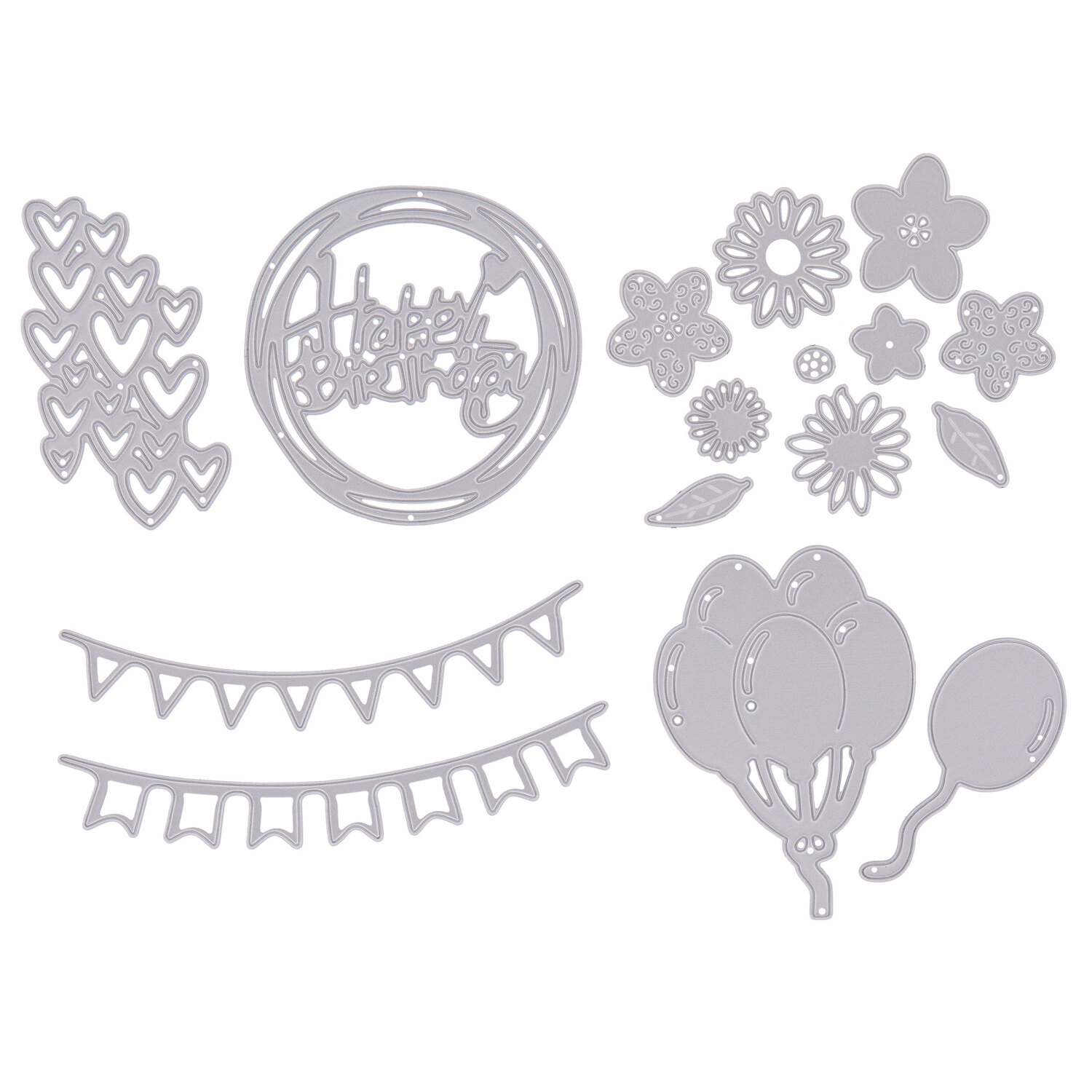 buttinette Matrices de découpe "anniversaire", 0,8–11 cm, 16 pièces