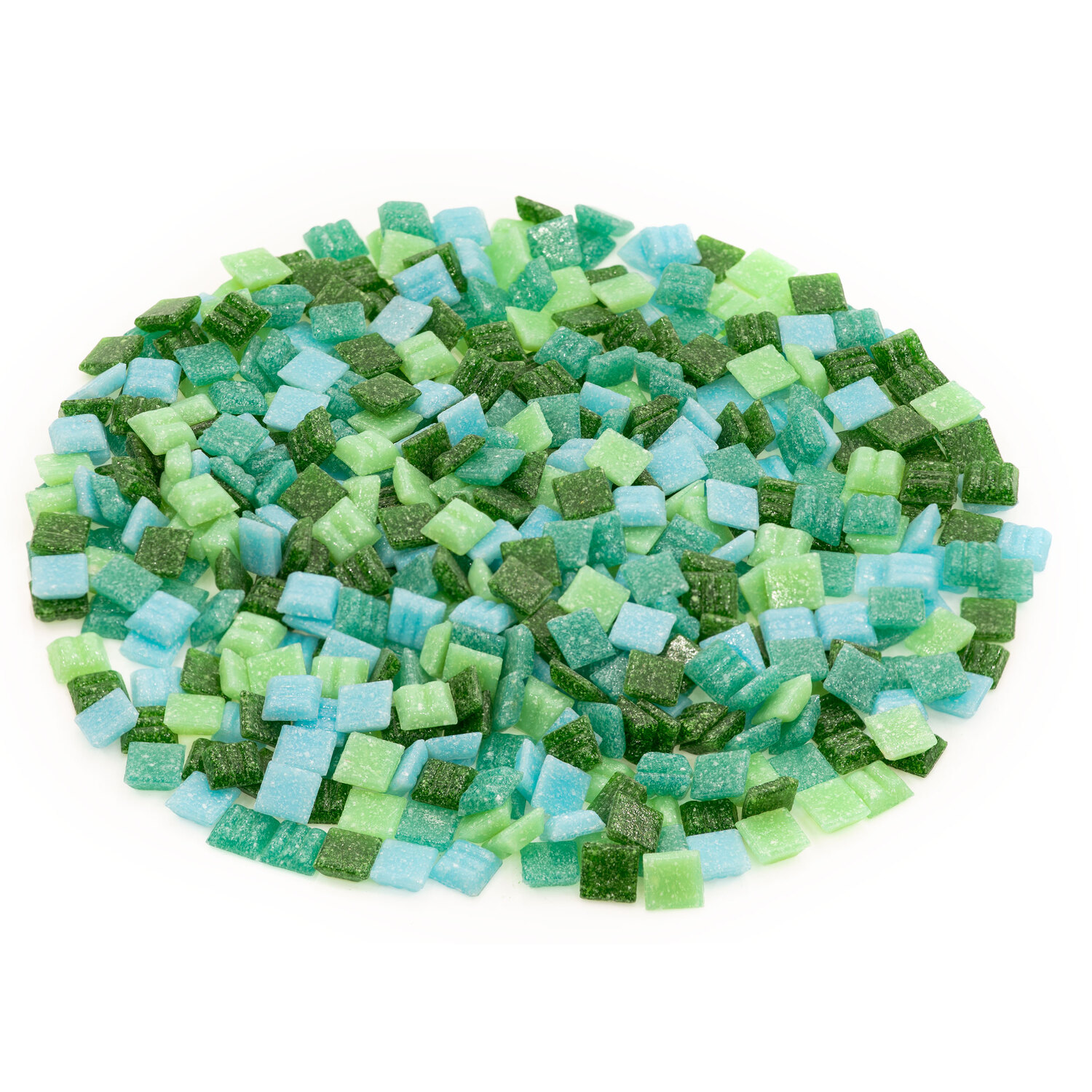 Mosaïque de verre, tons verts, 10 x 10 mm, 300 g