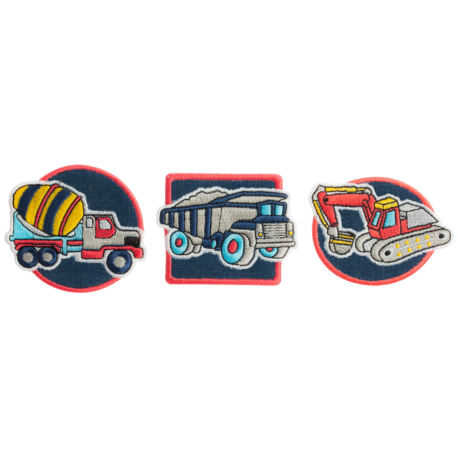 buttinette Écussons "engins de chantier", 4,8 - 6,5 cm, 3 pièces