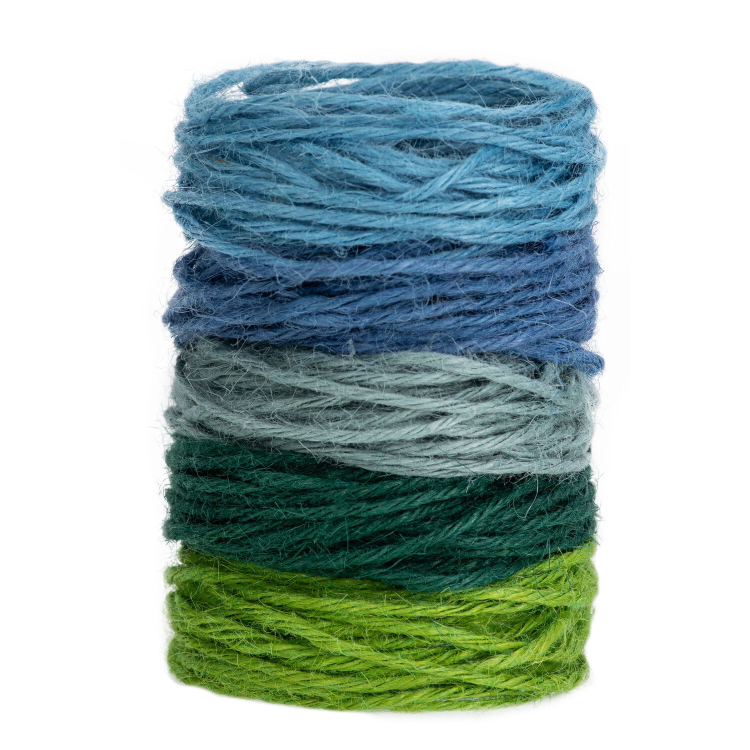 Lot de cordons de jute, tons bleus-verts, 2 mm, 5x 4 m