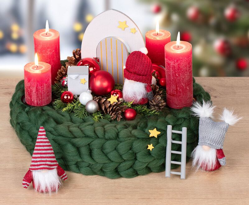 Deko-Wichtel, rot-grau-weiss, 14 cm, 3 Stück online kaufen