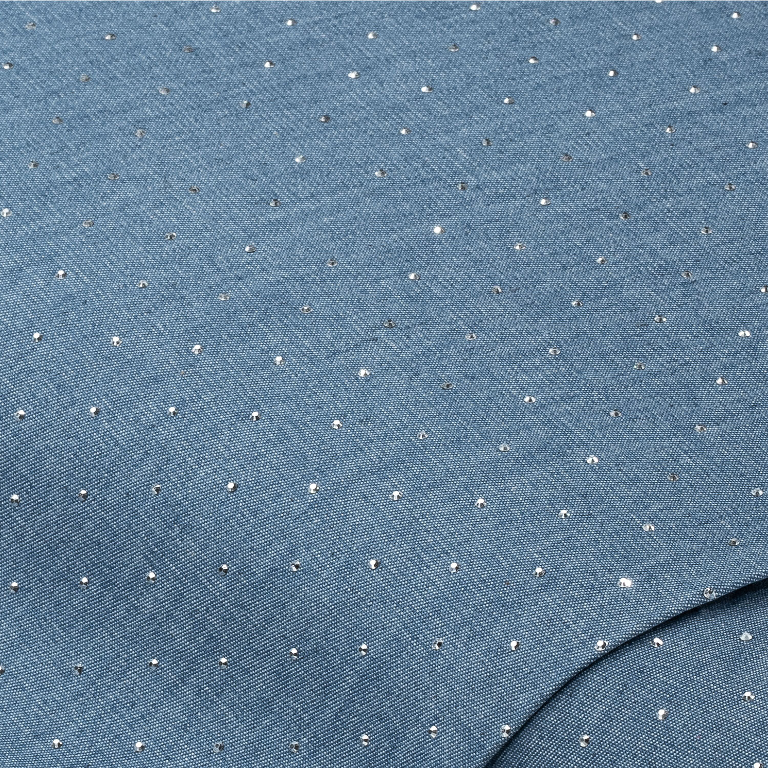 "Tissu jean léger (chemise en jean) ""strass"", bleu jeans"