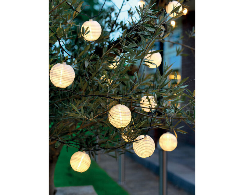 Solar LED Lampion-Lichterkette, weiß online kaufen