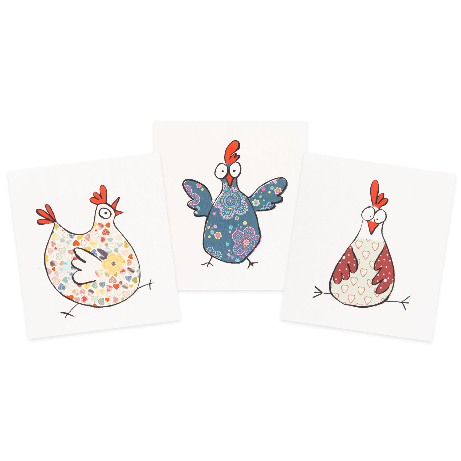 Coupon canvas "poules folles", crème/coloré