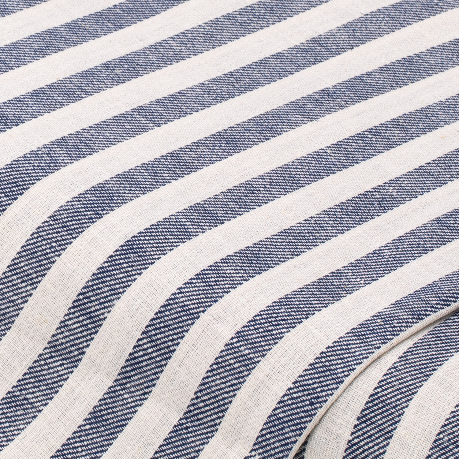 "Tissu lin de coton ""rayures"", bleu/crème"