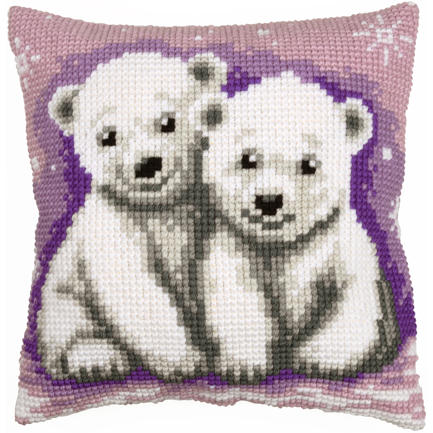"Coussin point de croix ""petits ours polaires"""