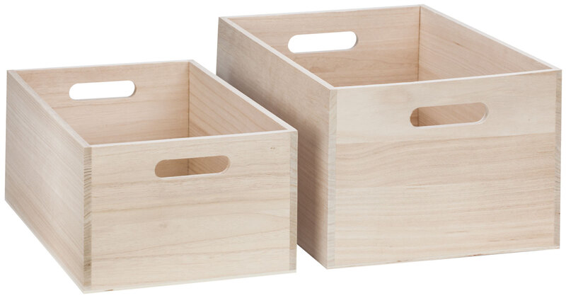 Holz-Kisten mit Tragegriffen, 36 x 26 x 19 cm und 32 x 22 x 15 cm, 2 Stück online kaufen